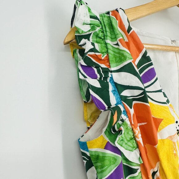 Maggy London Multicolor Floral Sleeveless V-Neck Ruffle Zip Maxi Dress Petite 4 - Picture 7 of 12